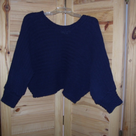 VTG David Brett NAVY Knit Crop Top Sweater Size M - Picture 5 of 8